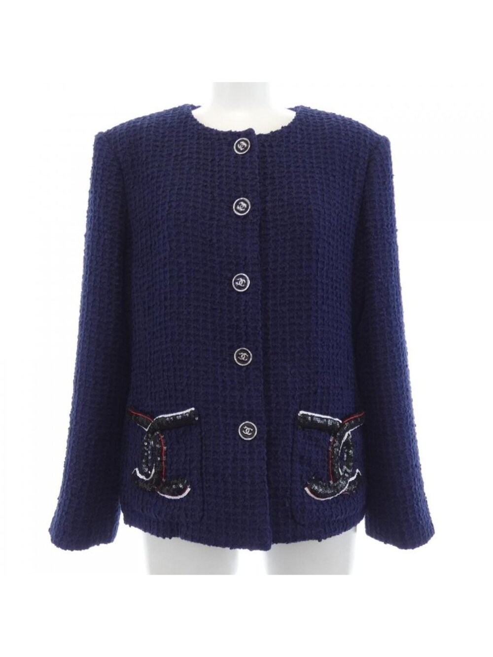 Chanel Collarless Jacket Navy